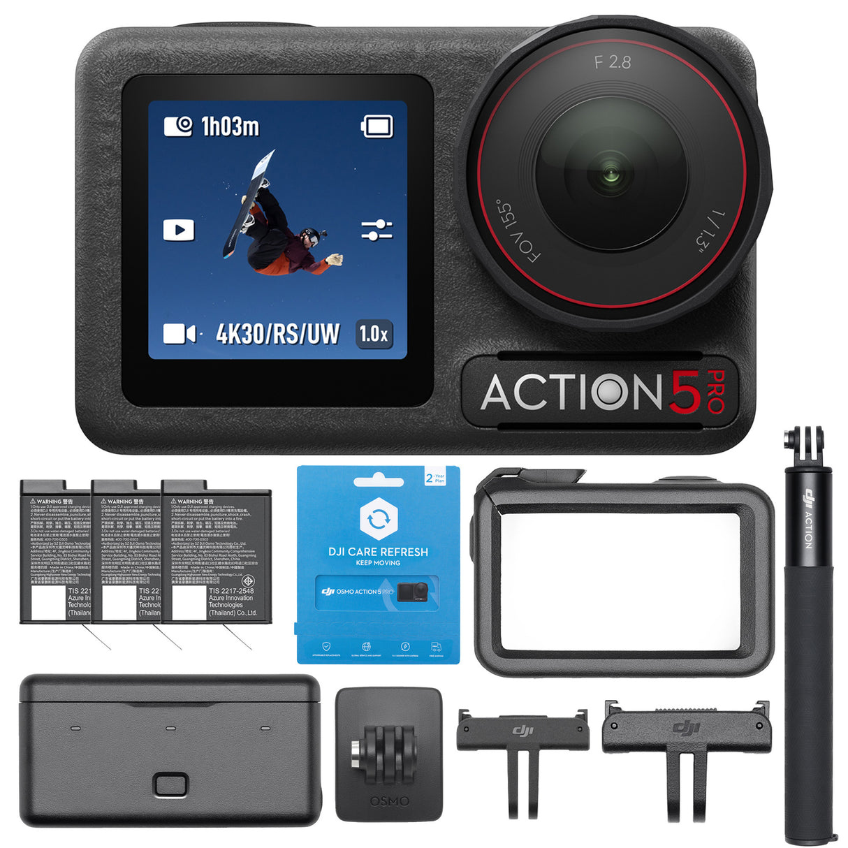 DJI Osmo Action 5 Pro Adventure Combo Bundle with Care Refresh 2-Year Plan Card