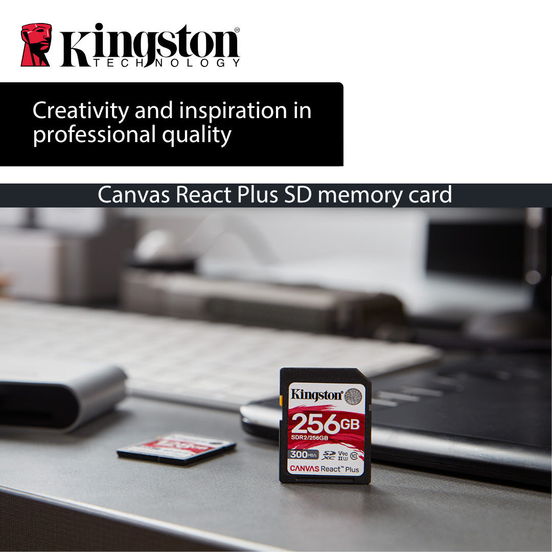 Kingston Canvas React Plus 64GB U3 V90 SD Card (2-Pack) and Focus All-In-One Card Reader Bundle