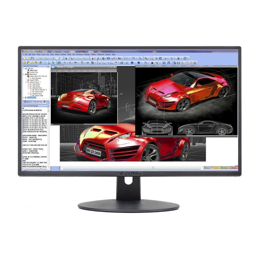 Sceptre E248W-19203R 24-Inch FHD Professional Ultra Slim LED Monitor with Built-In Speakers (Black)