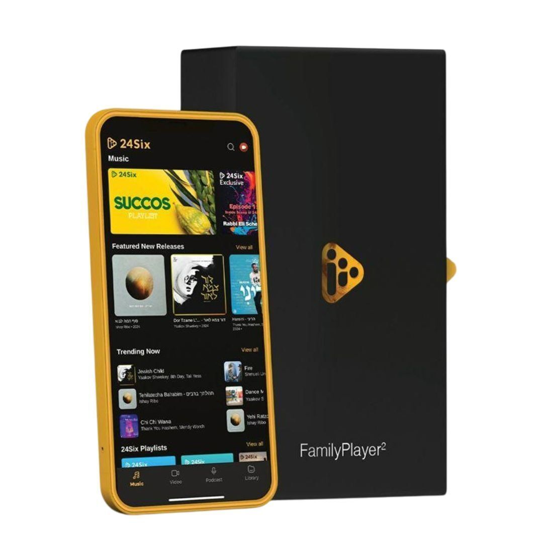 24Six Family Player2 Super-Thin 64GB Kosher Media Player with 6.5-Inch HD Screen (Black and Orange)