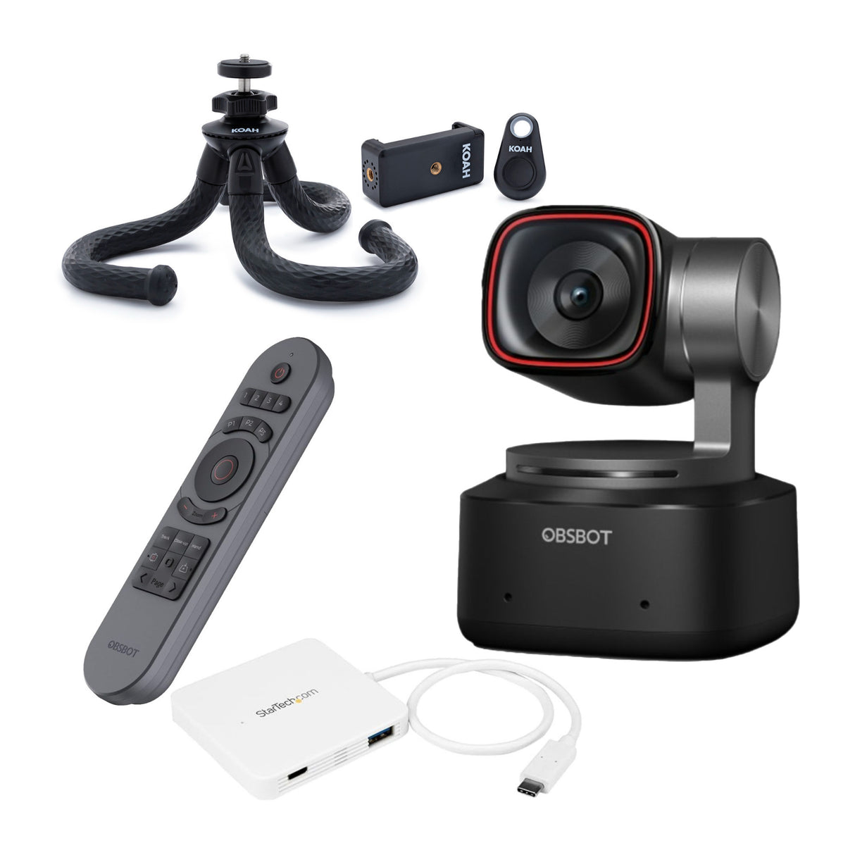 OBSBOT Tiny 2 AI-Powered PTZ 4K Webcam with Dual Native ISO Technology with Remote Controller Bundle