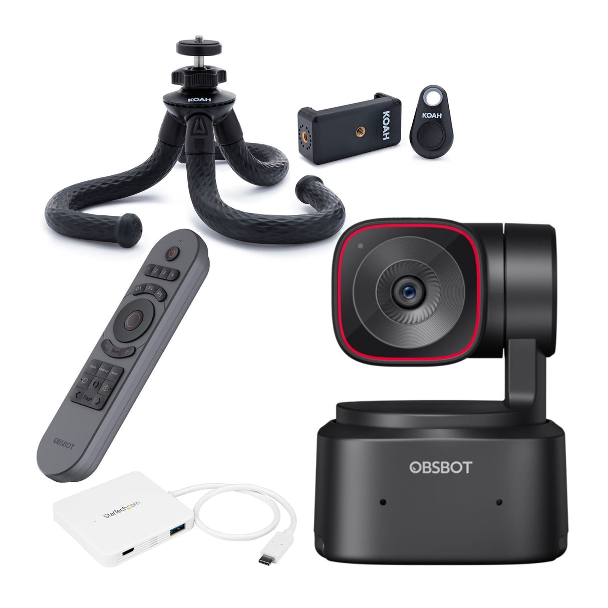 OBSBOT Tiny 2 Lite AI-Powered 4K PTZ Webcam with Advanced CMOS Sensor and Preset Modes Bundle