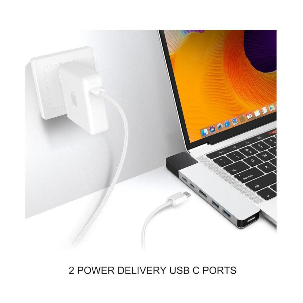 HyperDrive NET 6-In-2 USB-C Hub for Data Transfer, Video Output, and Power Delivery (Silver)