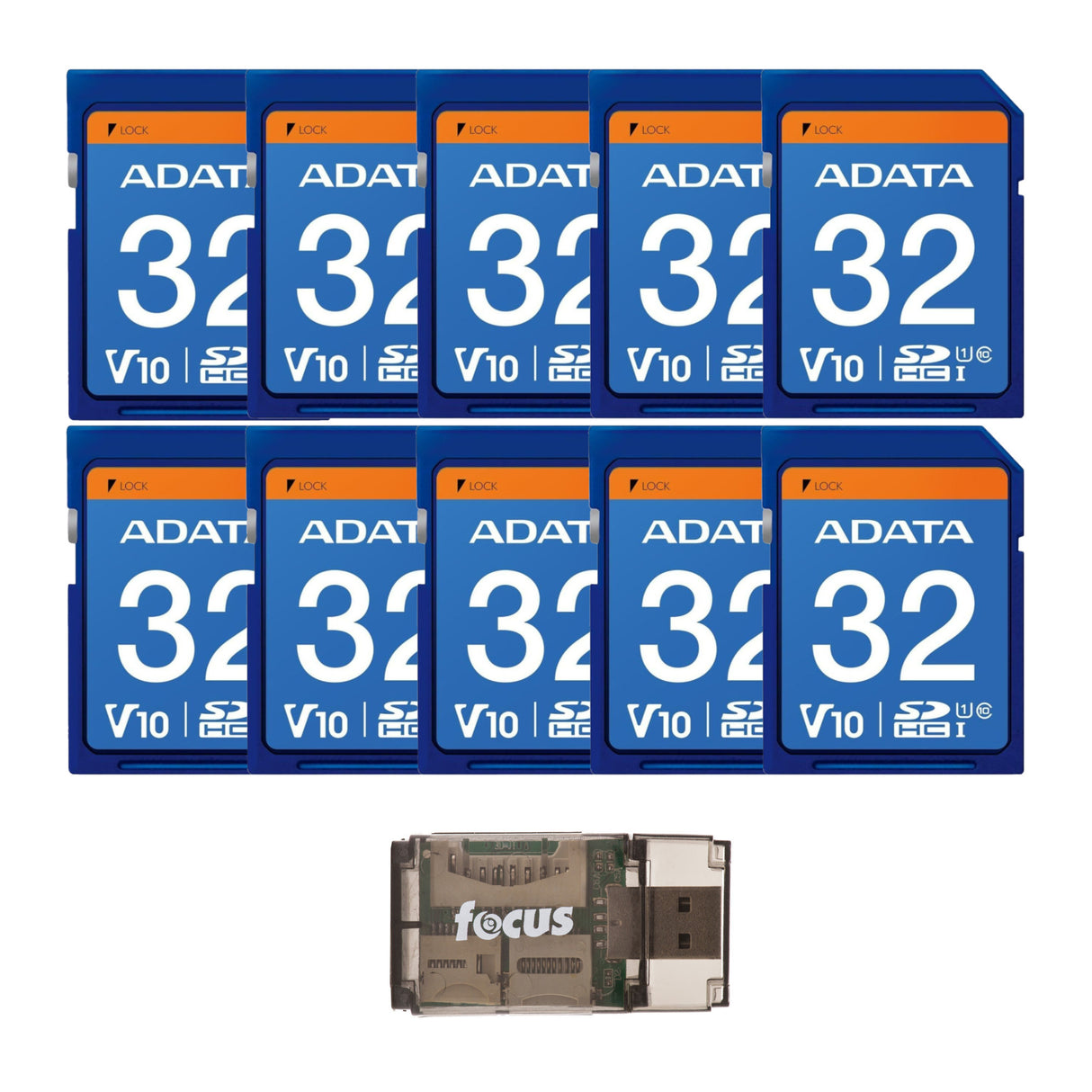 ADATA Premier 32GB SDHC UHS-I U1 Waterproof Shockproof Anti-Static Memory Card (10-Pack) Bundle