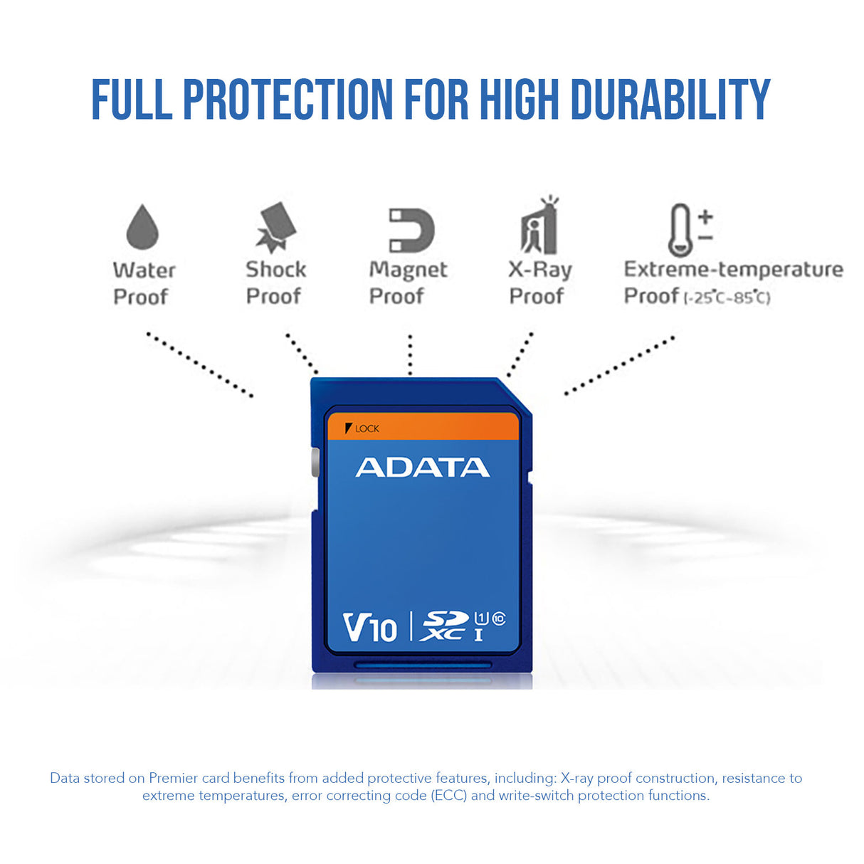 ADATA Premier 32GB SDHC UHS-I U1 Waterproof Shockproof Anti-Static Memory Card (10-Pack) Bundle