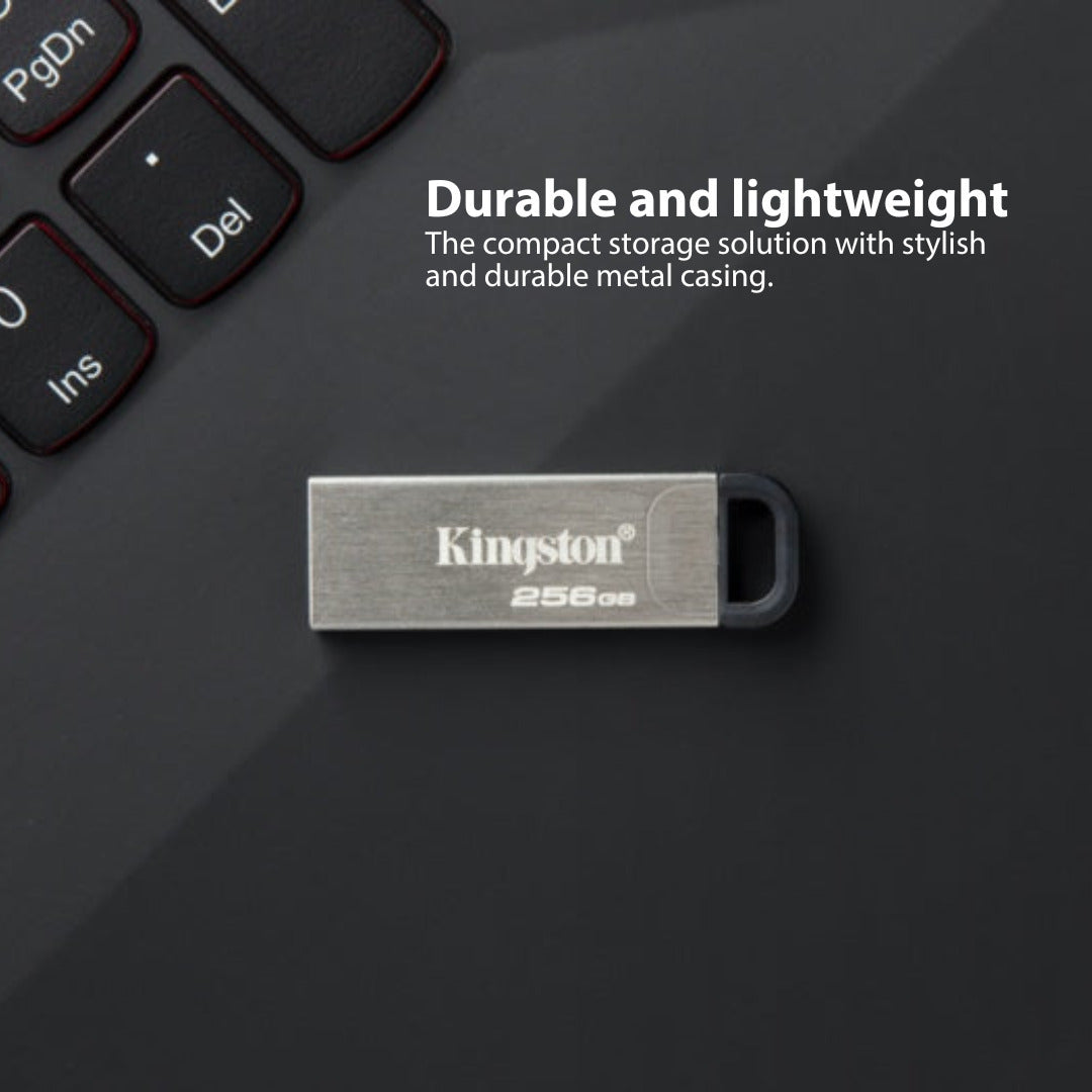 Kingston 128GB DataTraveler Kyson USB 3.2 Flash Drive (5-Pack) and Focus Camera Keyrings Bundle