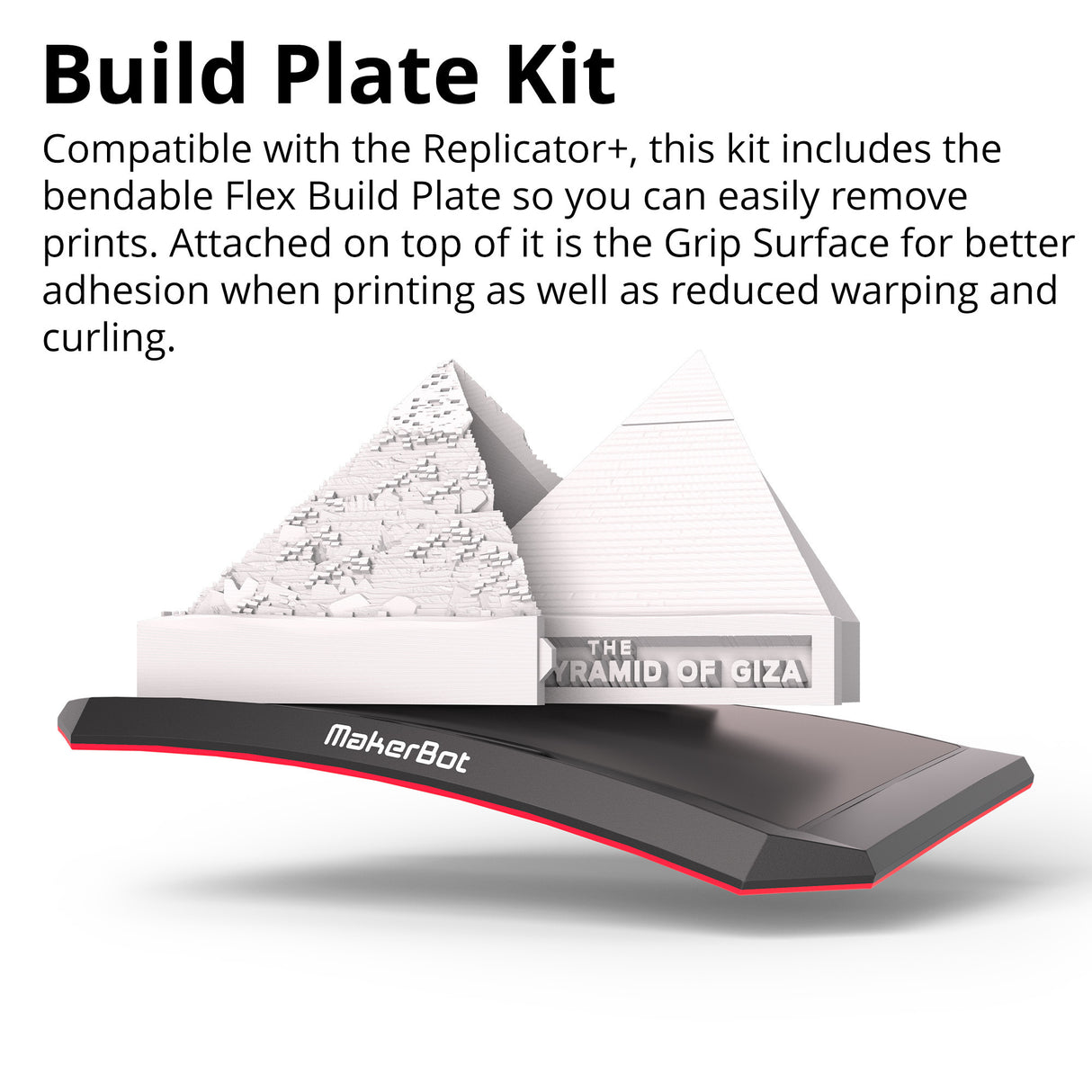 MakerBot Replicator Plus Flex Build Plate Kit with PLA 3D Printing Filament Large Spool (True Black)