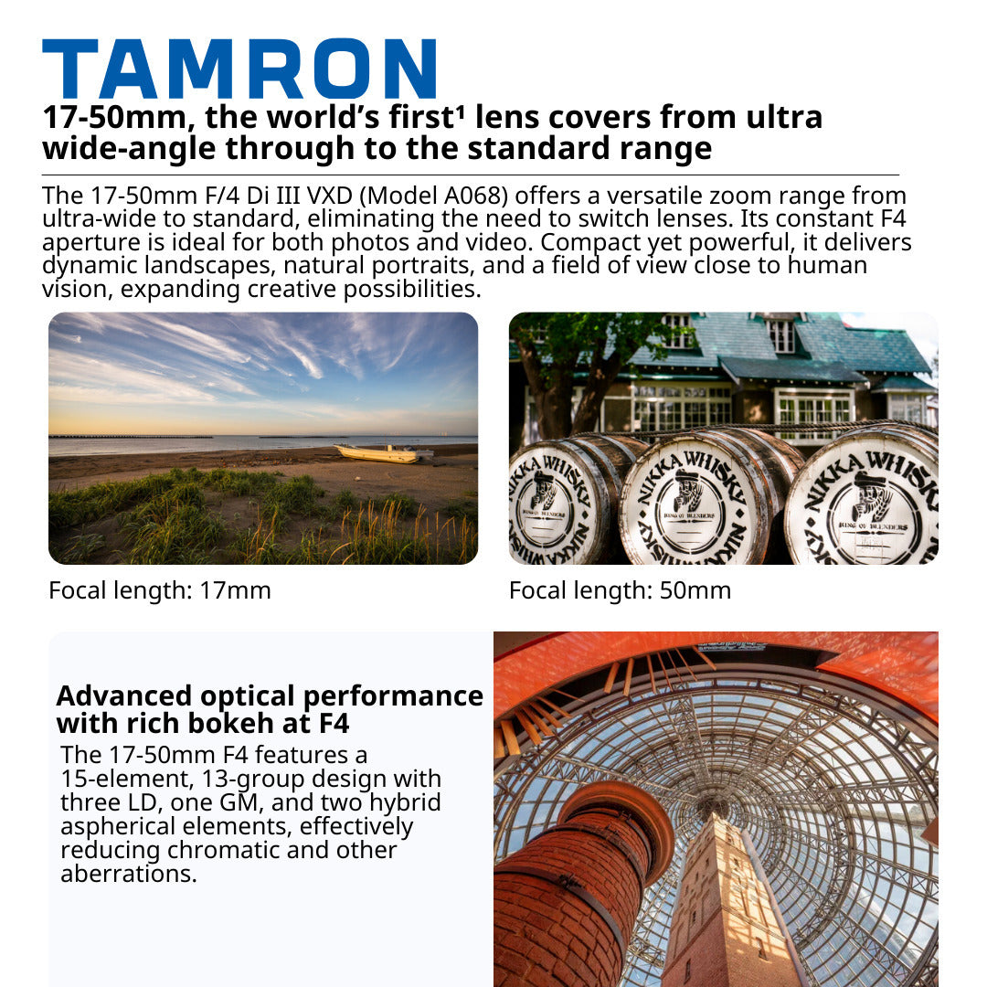 Tamron 17 to 50mm F/4 Di III VXD for E Mount with Camera System Gadget Bag with Accessory Kit Bundle