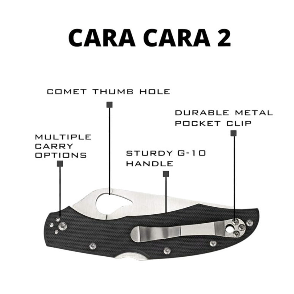 Spyderco Byrd Cara Cara 2 Black Folding Knife with 8Cr13MoV PlainEdge Blade