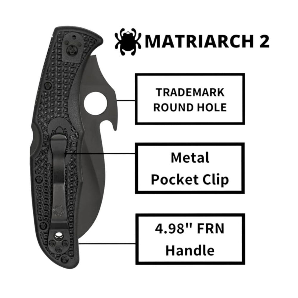 Spyderco Matriarch 2 Folding Knife with Emerson Opener and VG-10 Black Steel Blade (SpyderEdge)