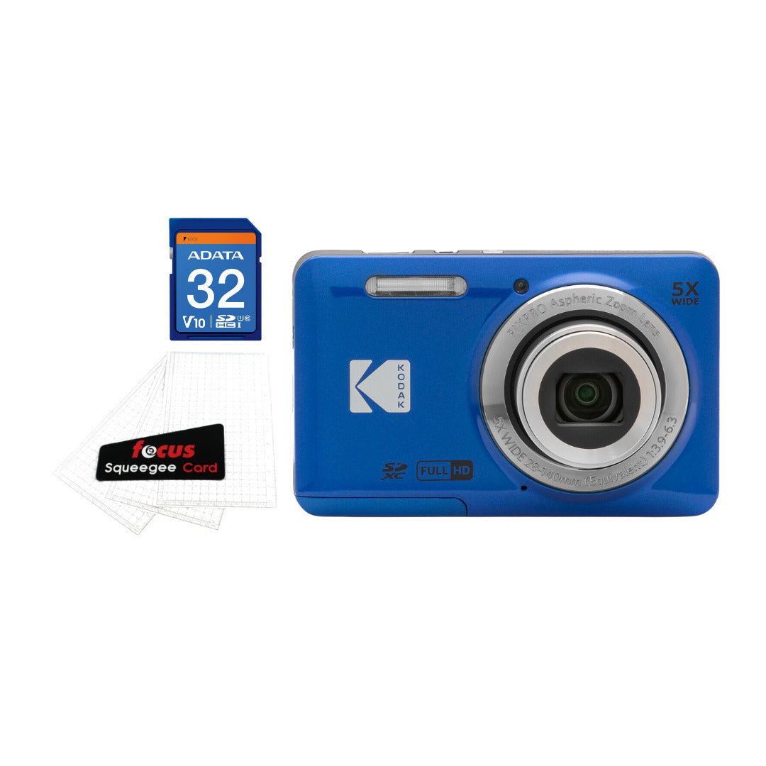 Kodak PIXPRO Friendly Zoom FZ55 Digital Camera (Blue) with Camera Screen Protectors Bundle