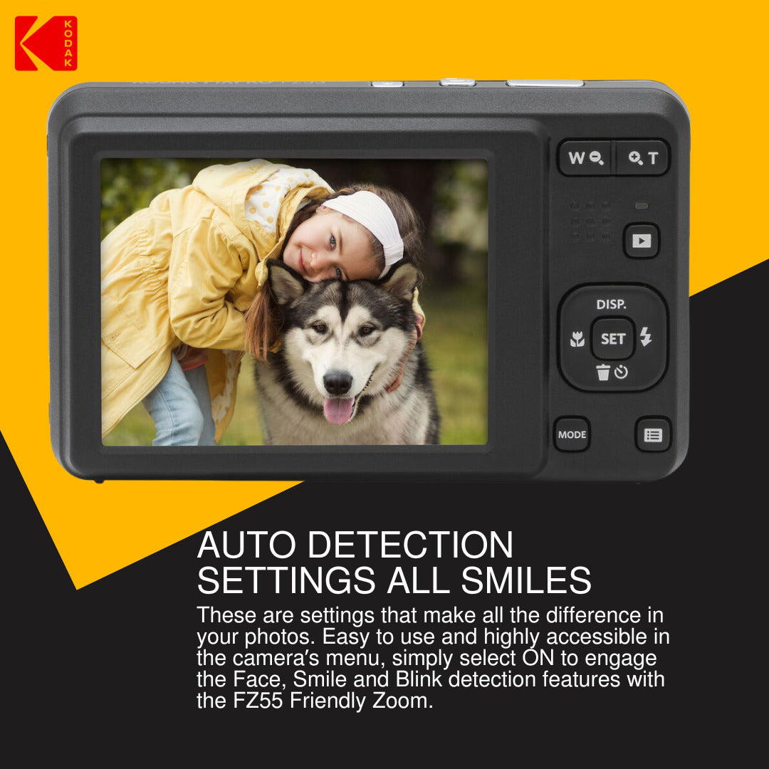 Kodak PIXPRO Friendly Zoom FZ55 Digital Camera (Blue) with Camera Screen Protectors Bundle