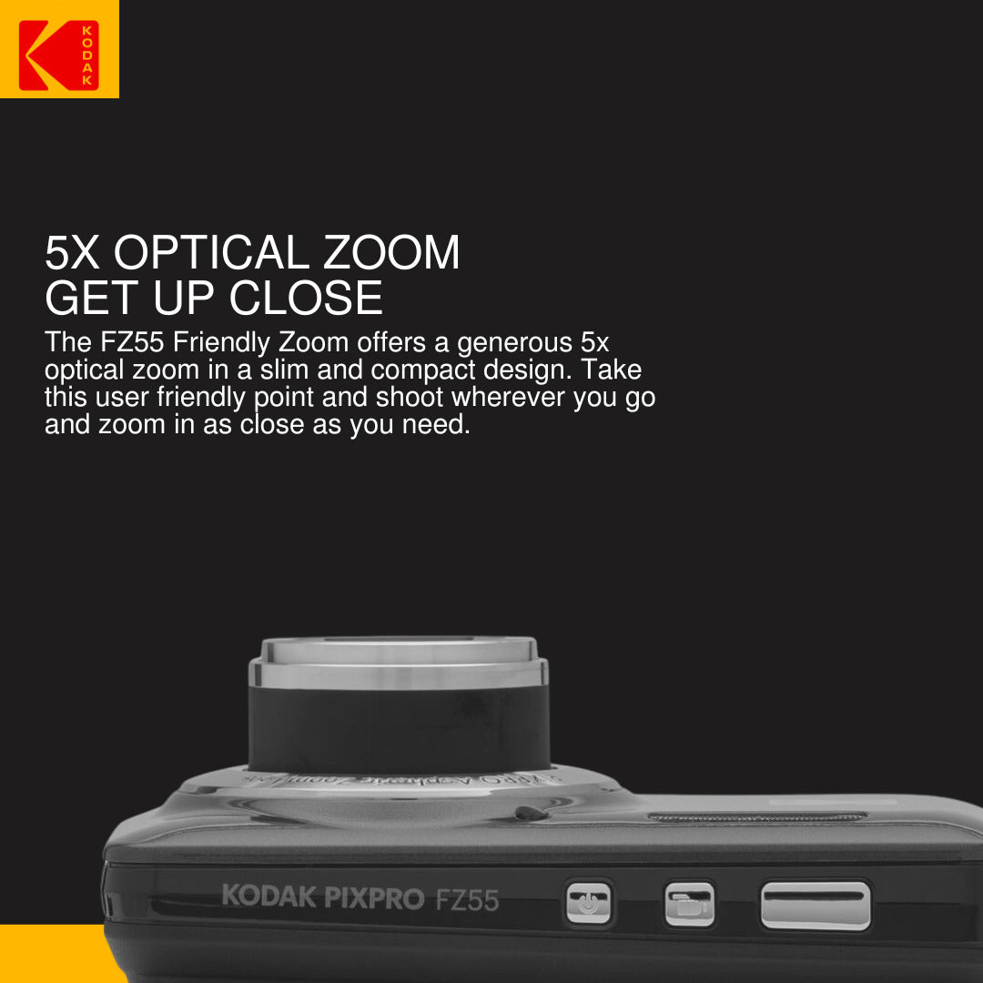 Kodak PIXPRO Friendly Zoom FZ55 Digital Camera (Blue) with Camera Screen Protectors Bundle