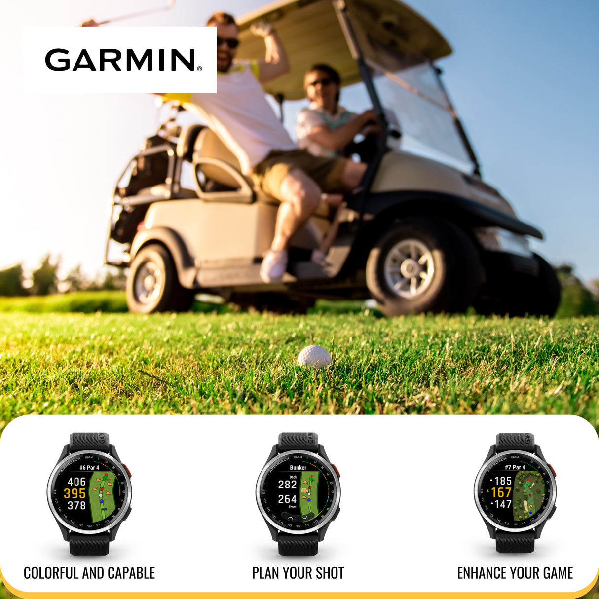 Garmin Approach S44 GPS AMOLED Golf Smartwatch (Silver Aluminum Bezel, Black Silicone Band) Bundle