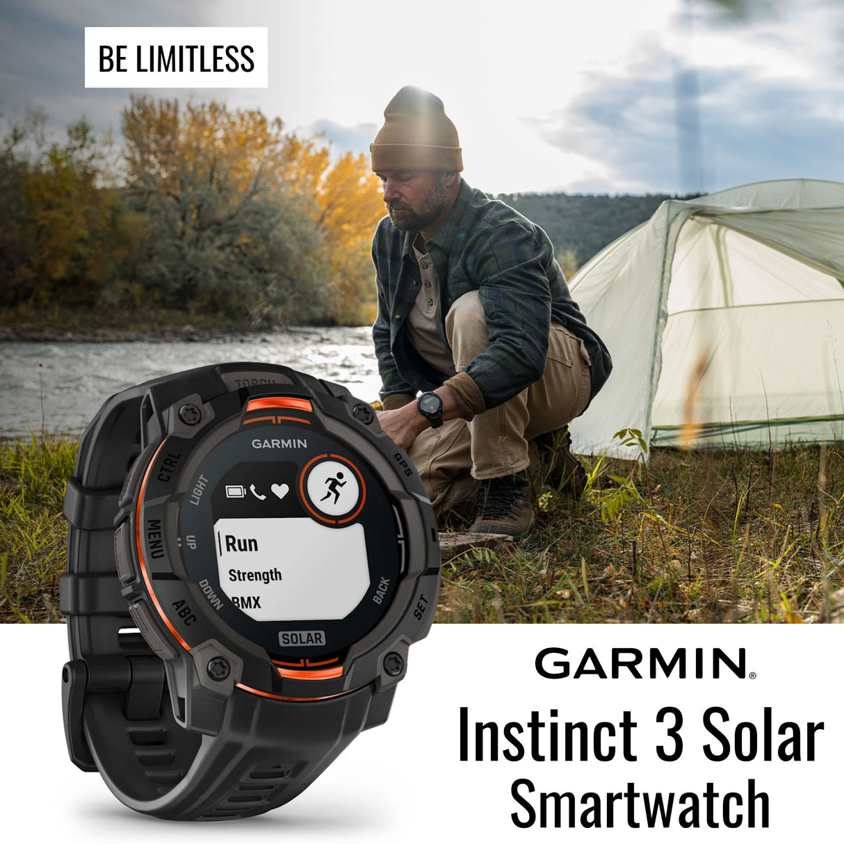 Garmin Instinct 3 45mm Solar GPS Smartwatch with SatIQ Technology (Black) and Charger Stand Bundle