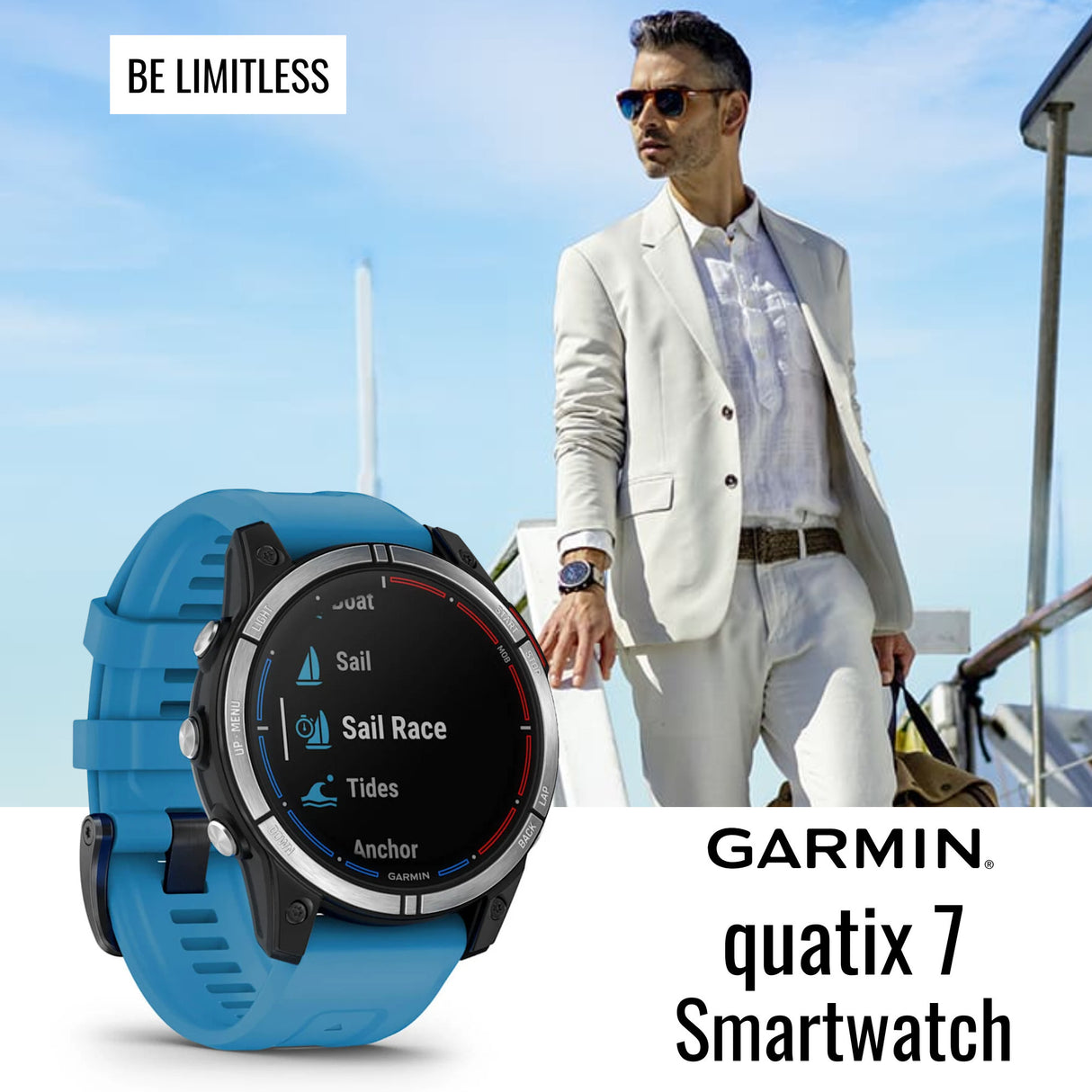 Garmin quatix 7 Standard Edition Marine GPS Smartwatch and Focus Camera Charger Stand Bundle