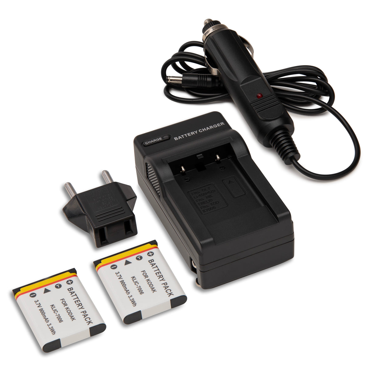Koah Pro Rechargeable Lithium-Ion Battery 2-Pack and Charger for Kodak KLIC-7006