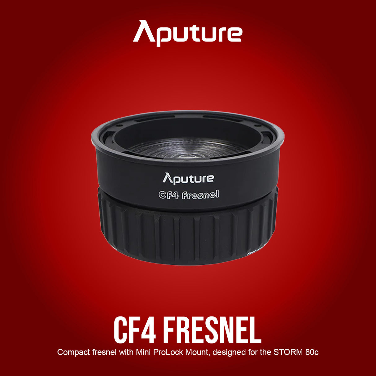 Aputure CF4 Fresnel for Storm 80c Fixture with 4-Inch Diameter Lens (Black) and CF4 Barn Door Bundle