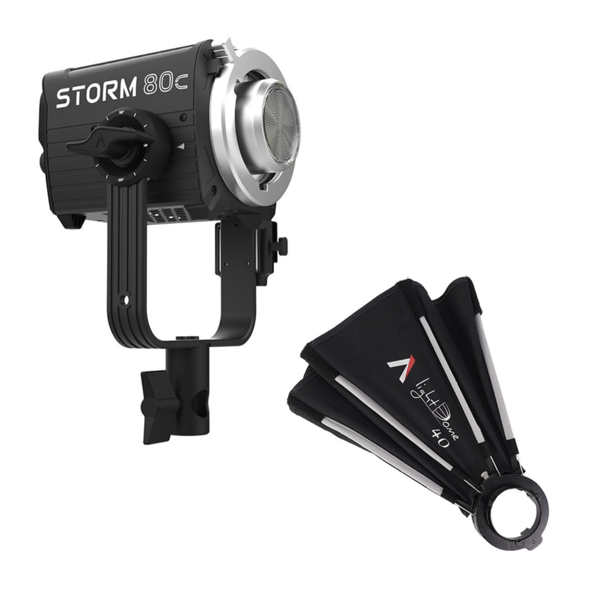 Aputure STORM 80c IP65 80W Full-Color Compact Point Source Fixture (Black) with Mini Softbox Bundle
