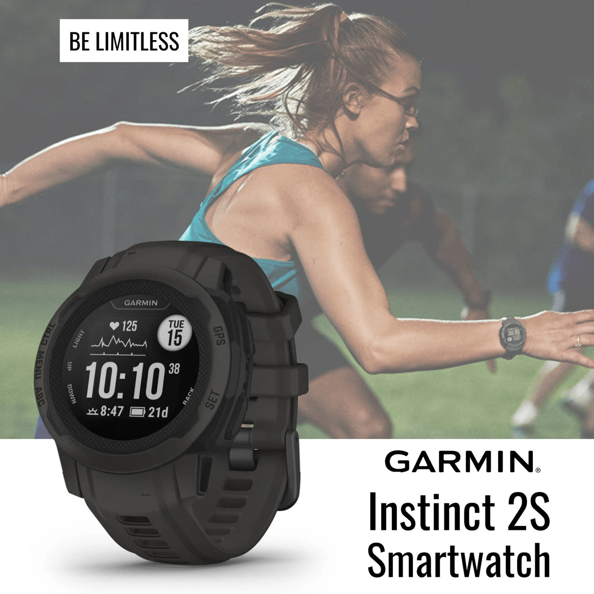 Garmin Instinct 2S GPS Smartwatch (Graphite) with Charger Stand and Port Protectors (9-Pack) Bundle