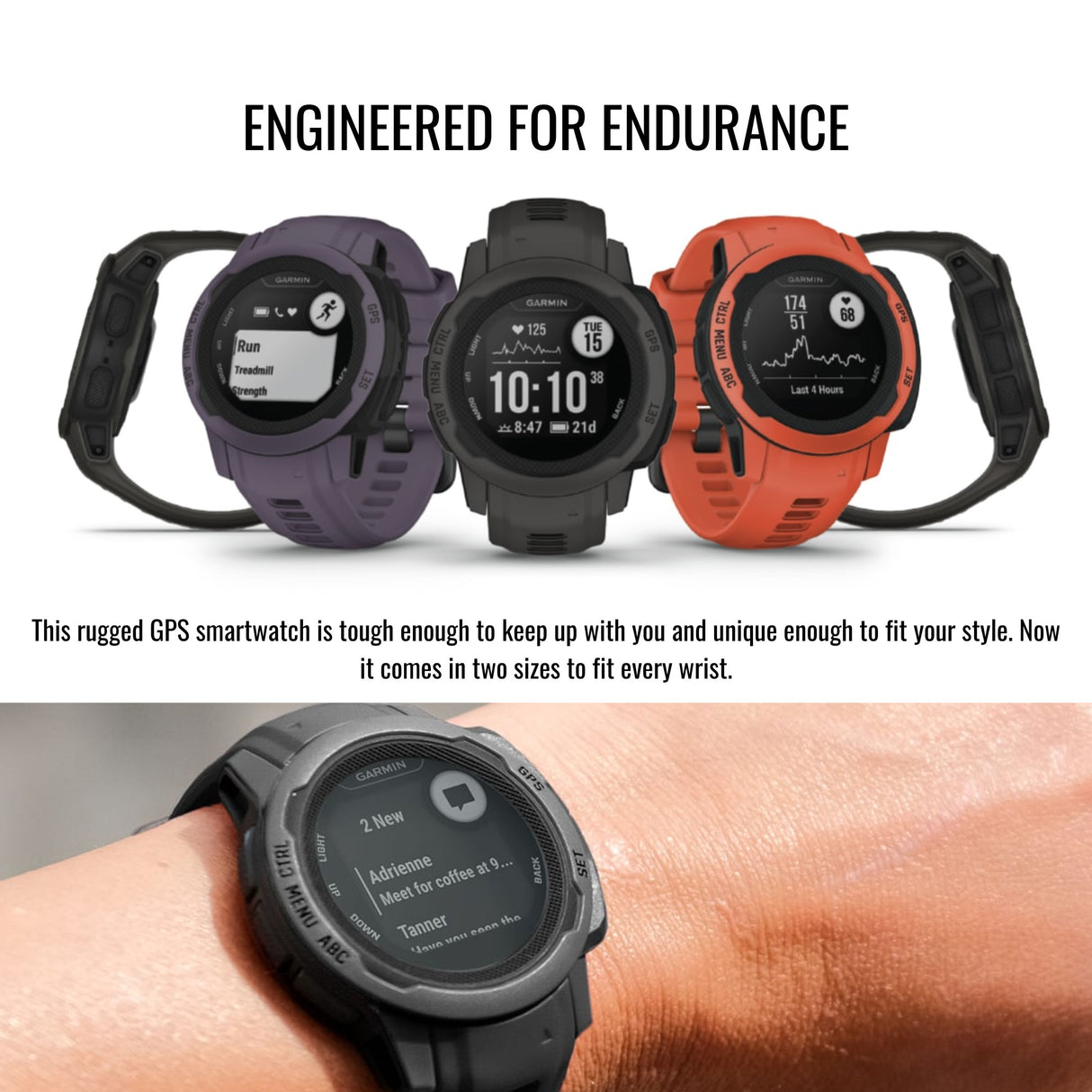 Garmin Instinct 2S GPS Smartwatch (Graphite) with Charger Stand and Port Protectors (9-Pack) Bundle