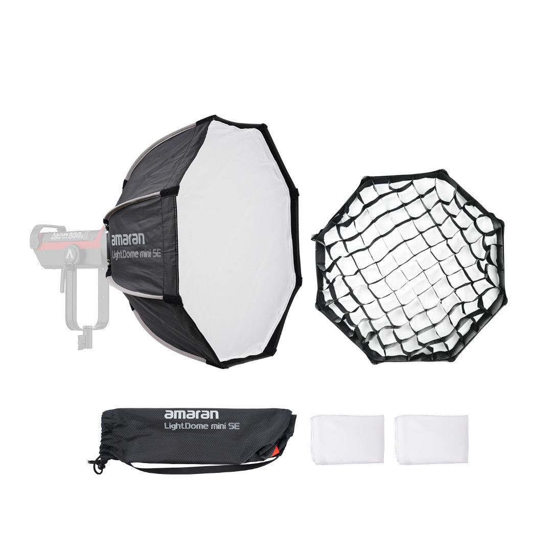 amaran Light Dome Mini SE Bowens Mount Octagonal Softbox and amaran Light Control Grid Bundle