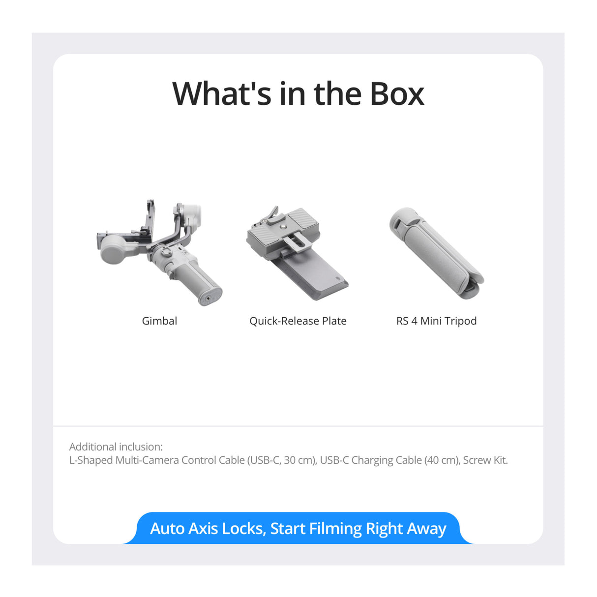 DJI RS 4 Mini Gimbal Stabilizer for Cameras with Auto Axis Lock and 4.4lbs Payload