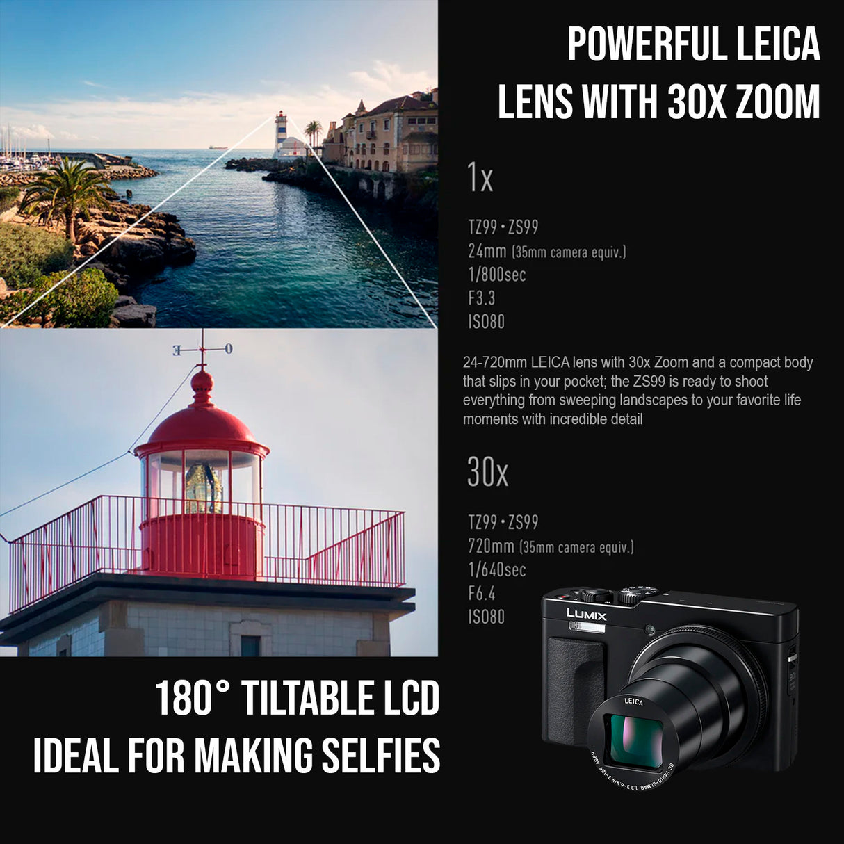 Panasonic LUMIX ZS99 30x Zoom Point and Shoot Compact Digital Camera (Black) and Memory Card Bundle