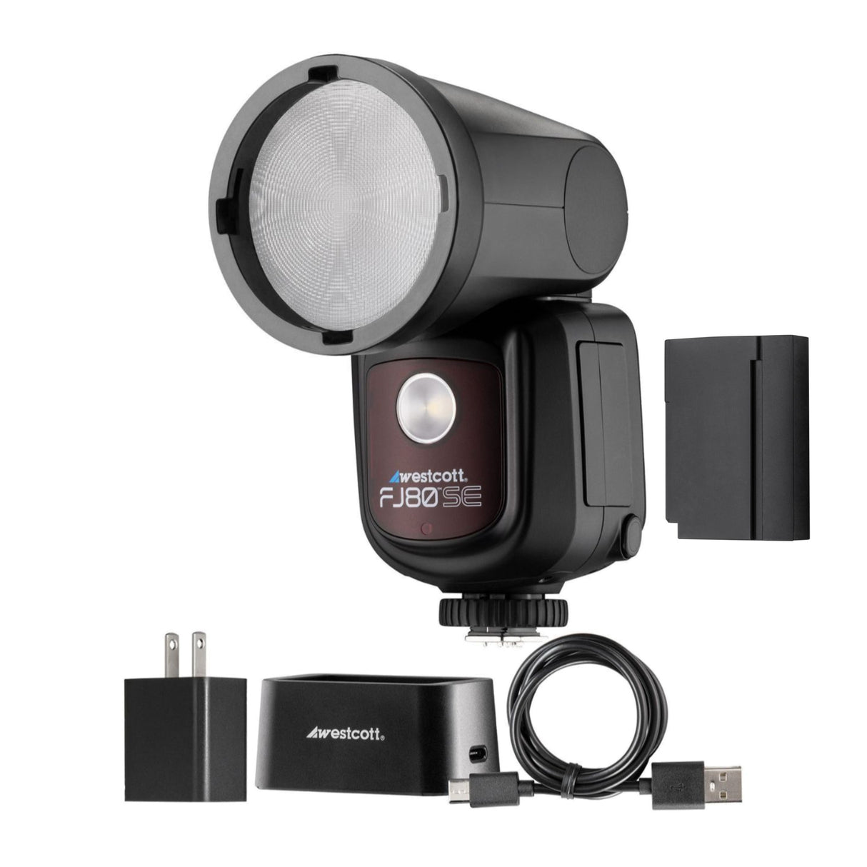 Westcott FJ80-SE M Universal 80Ws Speedlight with 2500mAh Li-Ion Battery and Battery Charger Bundle