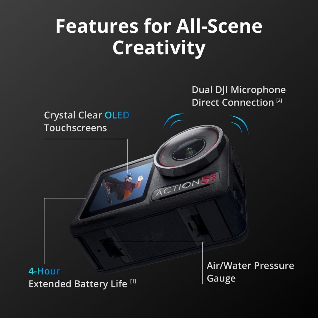 DJI Osmo Action 5 Pro Standard Combo Action Camera with 4nm Chip and 47GB Built-In Storage Bundle