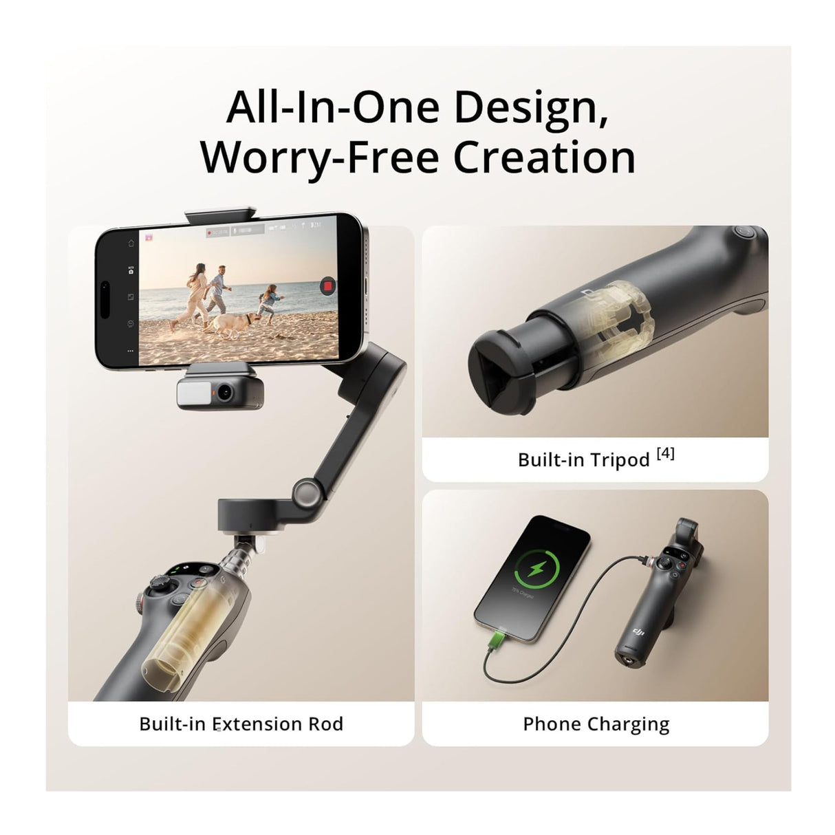 DJI Osmo Mobile 7P Gimbal with Multifunctional Module and 7th Gen Stabilization and Case Bundle