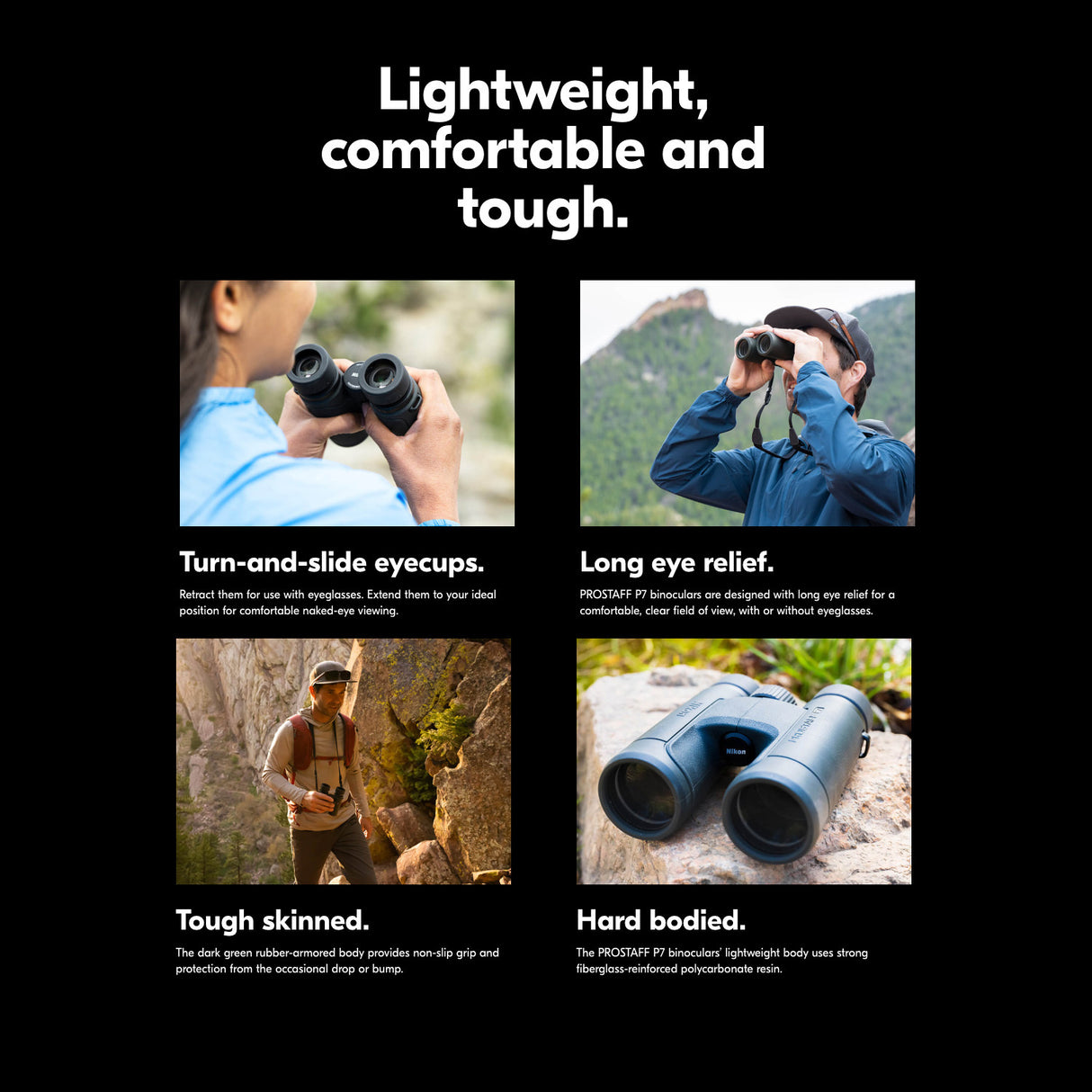 Nikon Prostaff P7 10X42 Binoculars and DSLR and Mirrorless Camera Shoulder Bag (Black) Bundle