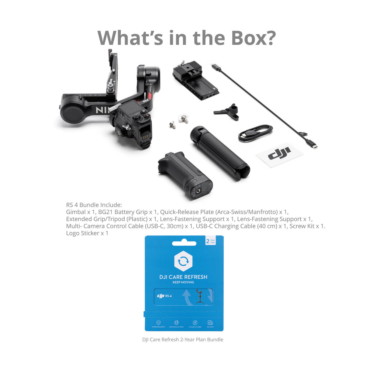 DJI RS 4 Gimbal Stabilizer with Joystick Mode Switch and DJI Care Refresh 2-Year Plan Bundle