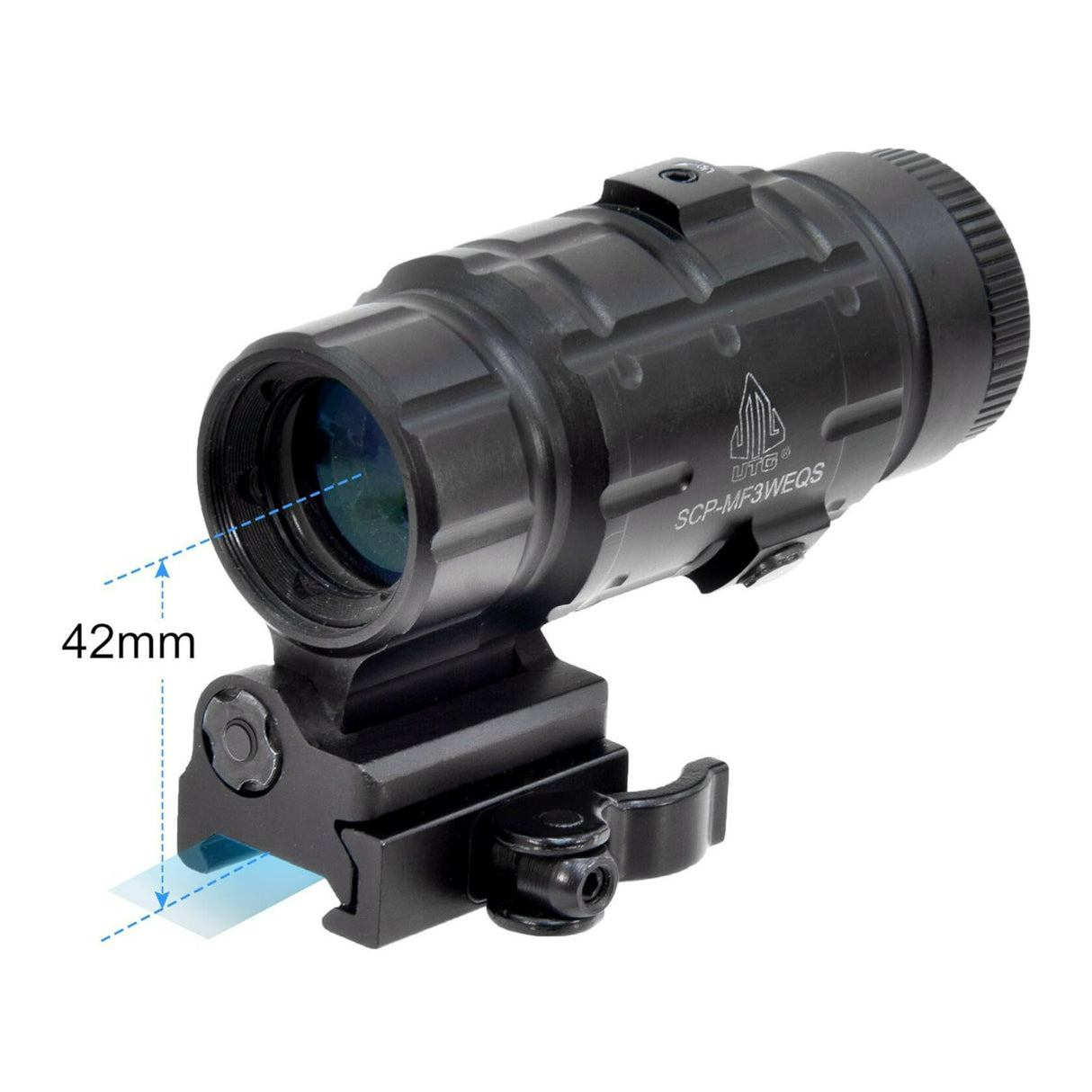 UTG 3x Magnifier with Quick Detachable Mount and Fully Adjustable Cam Lever Lock System (Black)