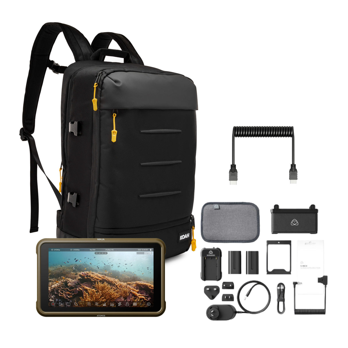 Atomos Ninja 5.2-Inch 1000nit HDR Monitor-Recorder with Accessory Kit, Camera Bag, and Cable Bundle