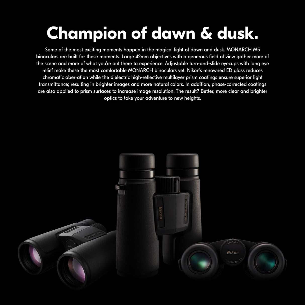 Nikon Monarch M5 8x42 Binoculars with Shoulder Bag, Lens Cleaning Pen, and Microfiber Cloth Bundle