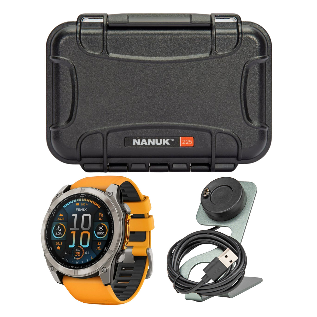 Garmin Fenix 8 Sapphire 47mm GPS Smartwatch (Spark Orange and Graphite) with Hard Case Bundle