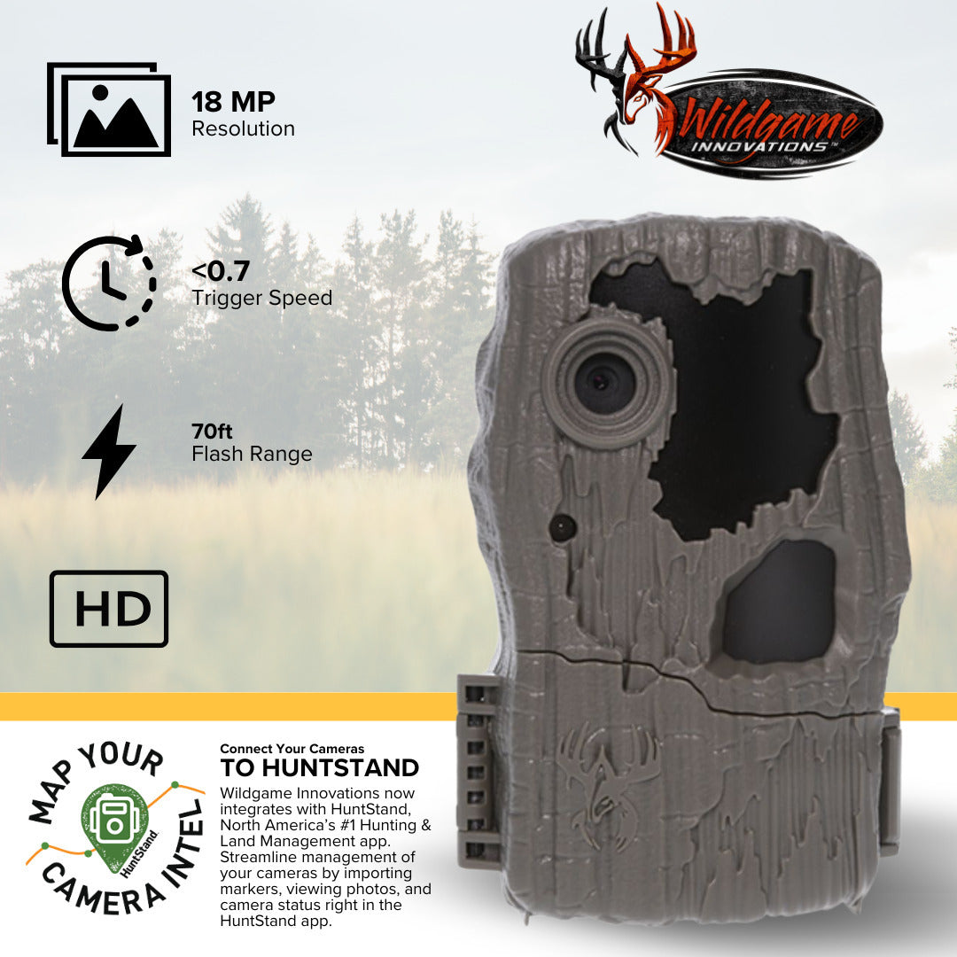 Wildgame Innovations Spark 2.0 Combo Lightsout 18MP Trail Camera with 70-Feet Detection Range Bundle