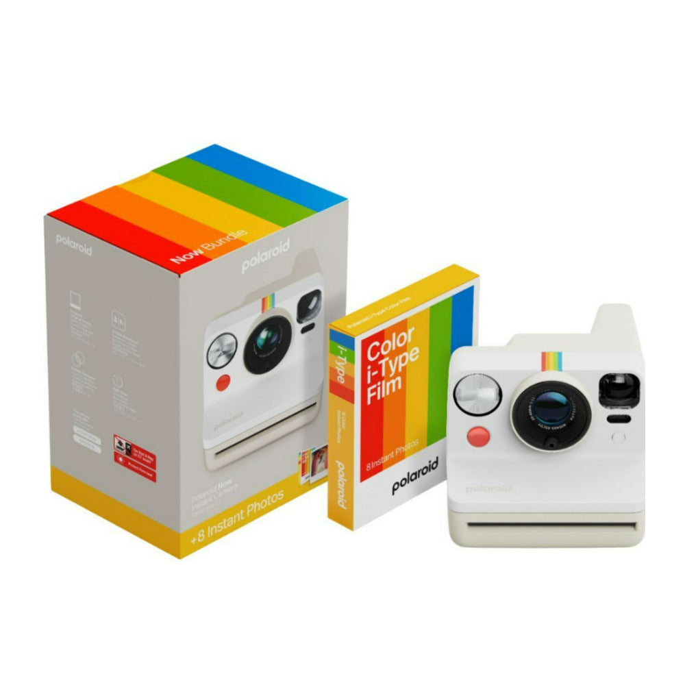 Polaroid Now Generation 3 Analog Instant Camera (White) and Color Film Bundle (8 Photos)