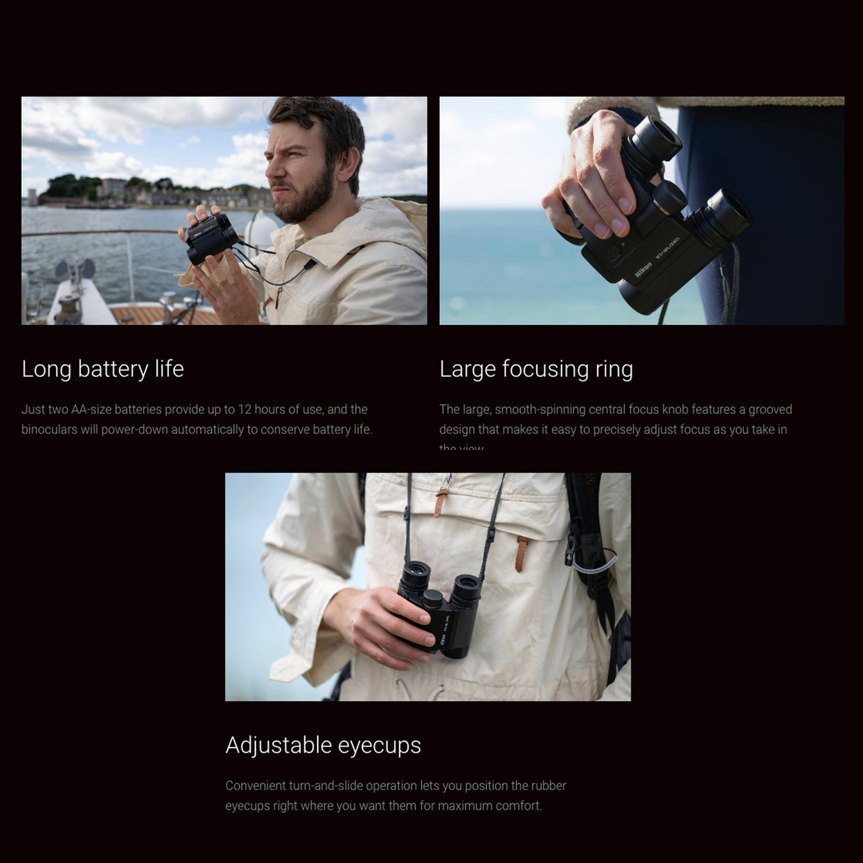 Nikon 10x25 S Dual-Hinge Design Stabilized Binoculars with Multilayer Lens Coatings (Black) Bundle