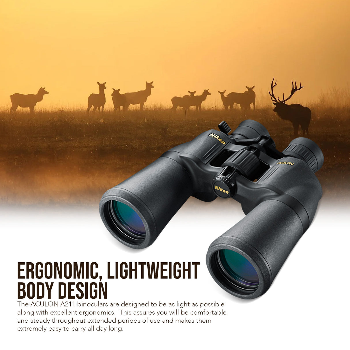 Nikon 10x50 ACULON A211 Binoculars with 10-Power Multicoated Lenses (Black) with Harness Bundle