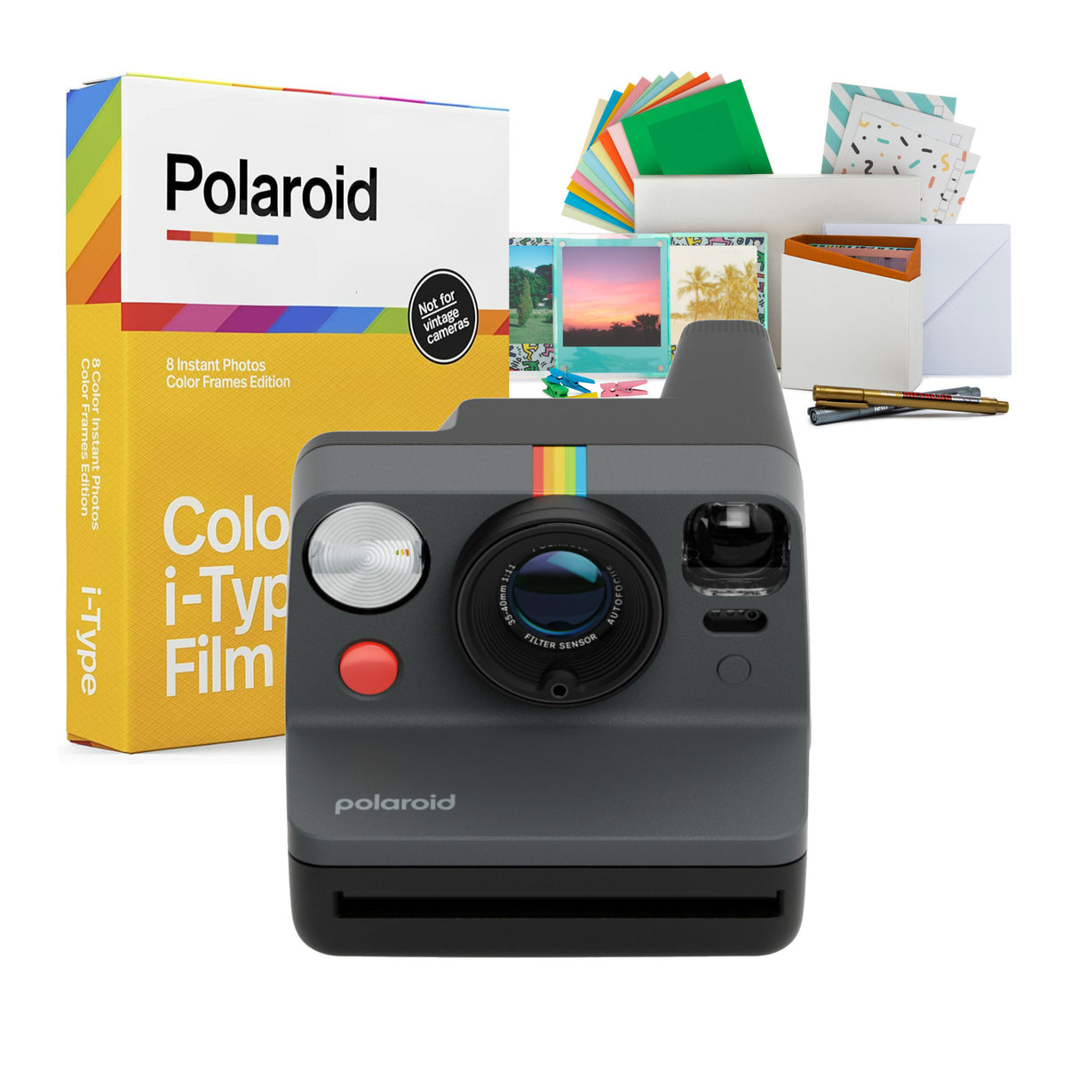 Polaroid Now Plus Generation 3 Instant Camera (Black) with Film Kit and Color Film for I-Type Bundle