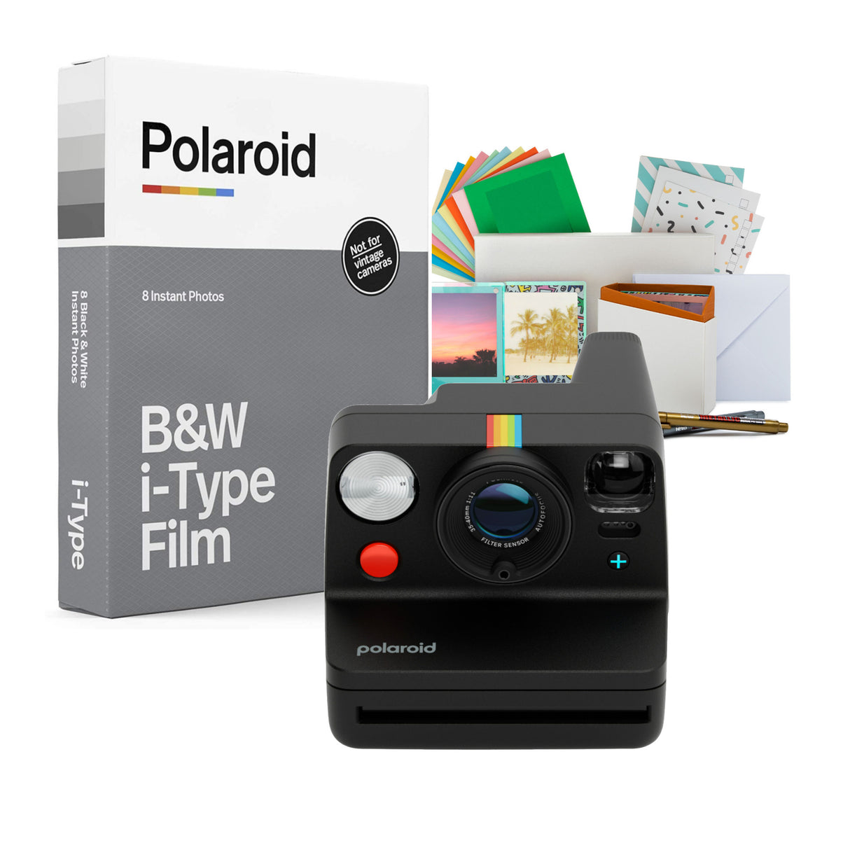 Polaroid Now Plus Generation 3 Instant Camera with Two-Lens AF System (Black) and Film Kit Bundle