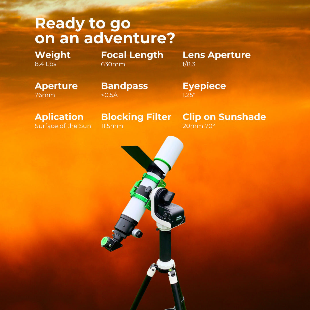 Celestron Heliostar 76 H-Alpha 76mm Aperture Telescope with SolarQuest Solar Tracking Mount Bundle