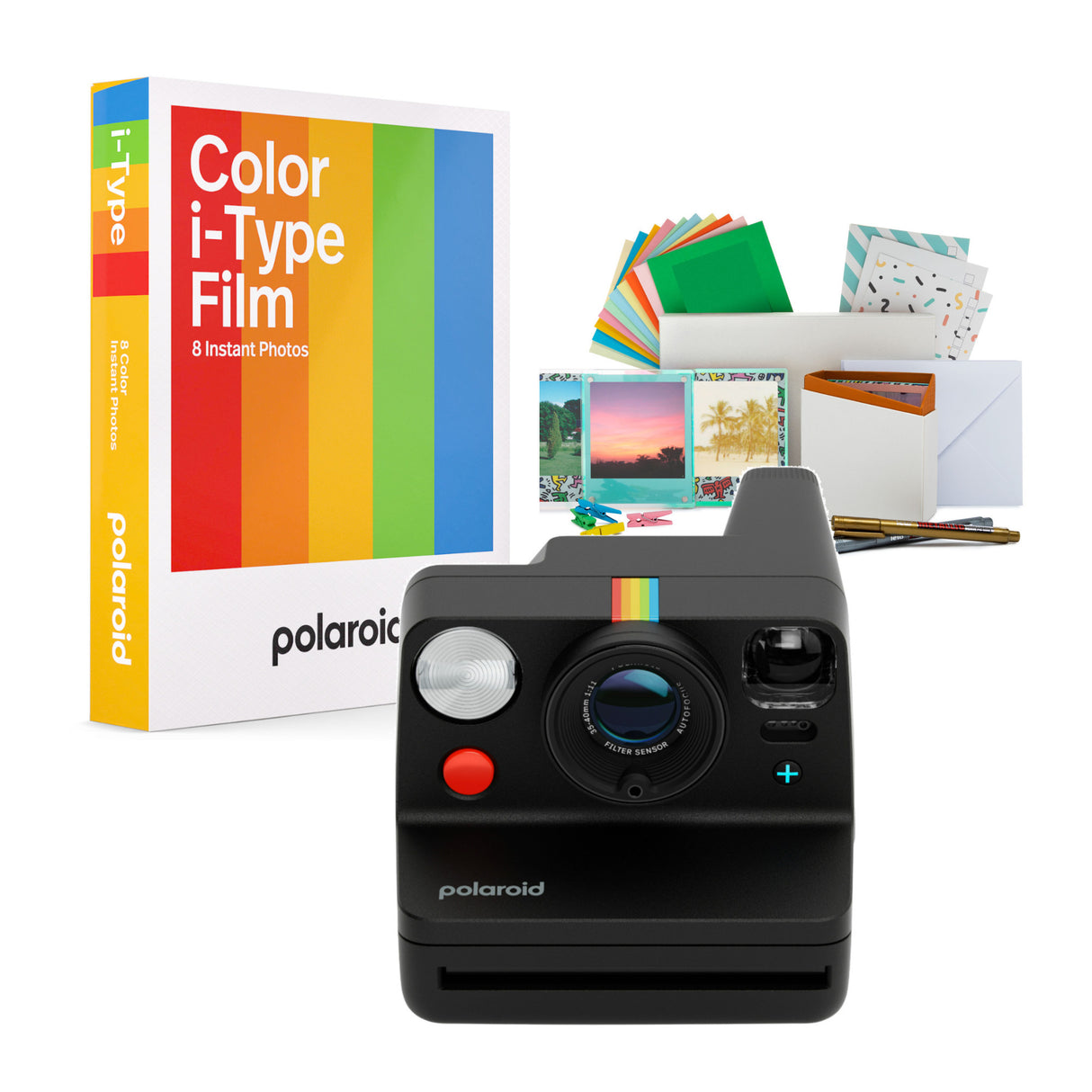 Polaroid Now Plus Generation 3 Instant Camera (Black) with Film Kit and Color Instant Film Bundle