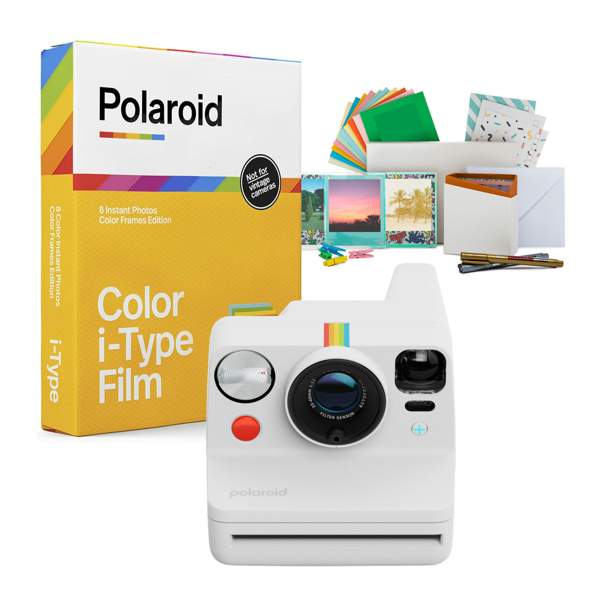 Polaroid Now Plus Generation 3 Instant Camera with Two-Lens AF System and Manual Mode (White) Bundle