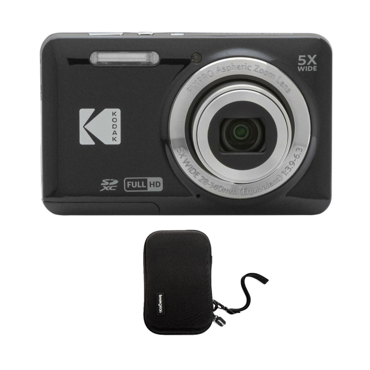 Kodak PIXPRO Friendly Zoom FZ55 Digital Camera (Black) with Travel Organizer and Storage Case