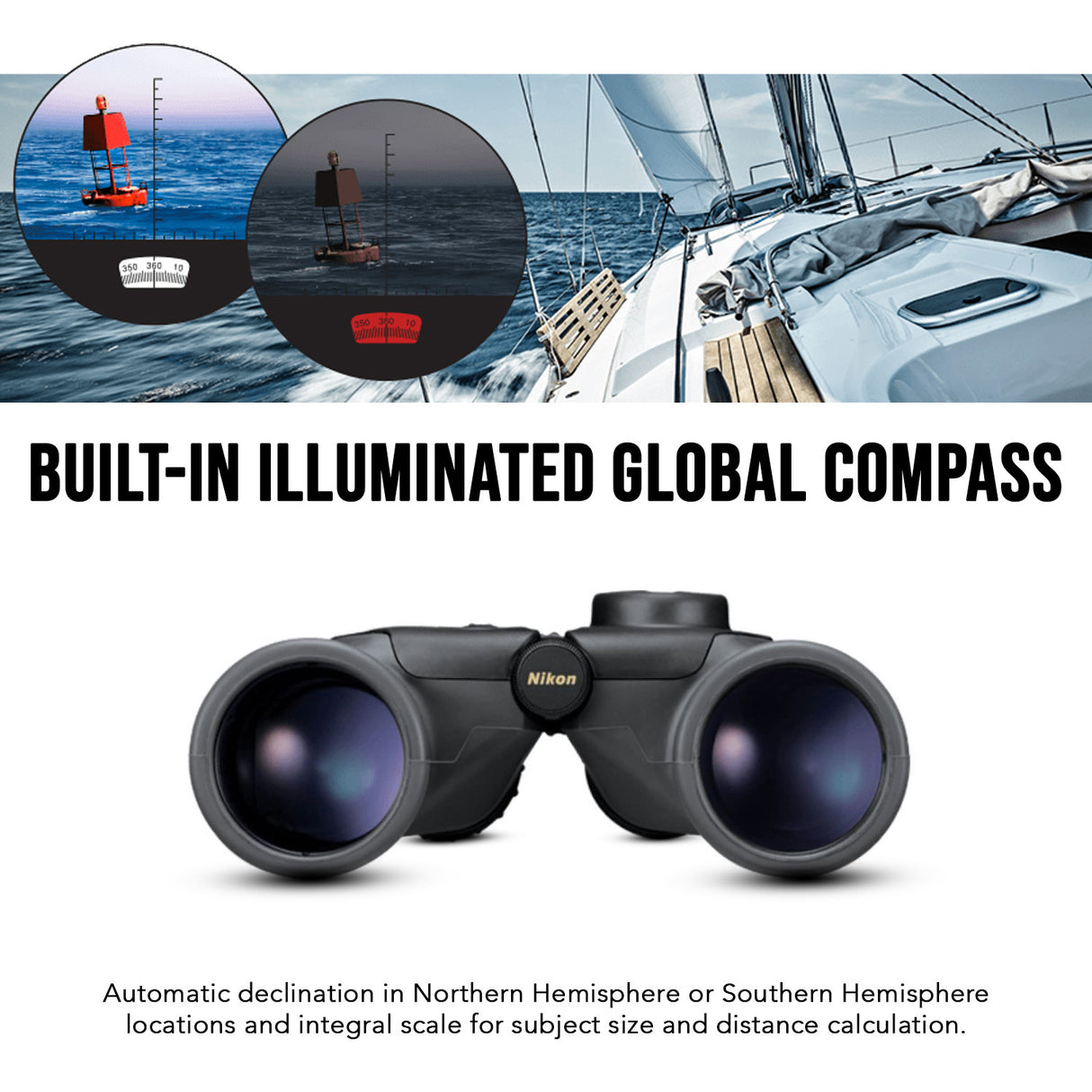 Nikon 7x50 OceanPro CF WP Global Compass Marine Binocular with Polycarbonate Body (Black) Bundle