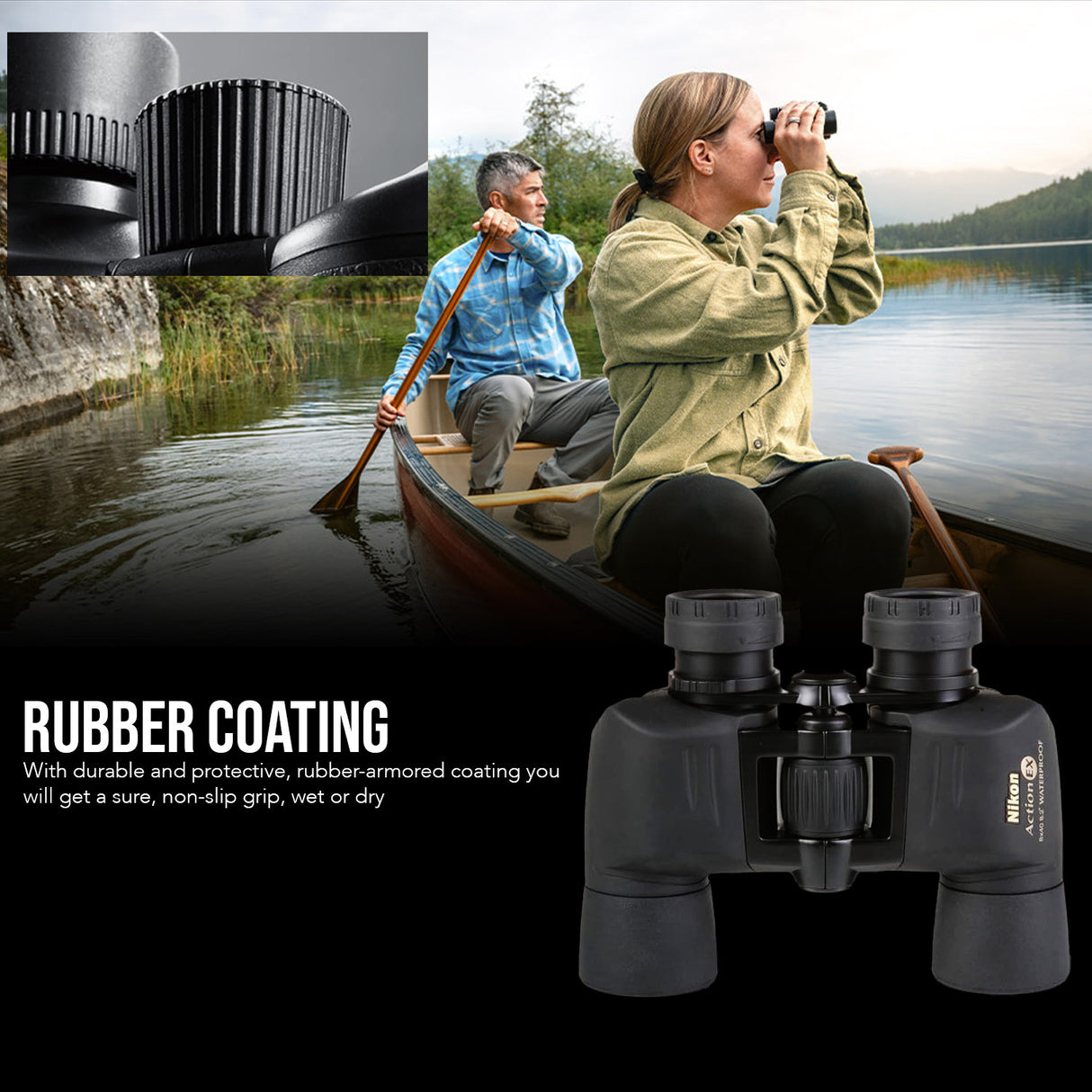 Nikon Action Extreme 7x50 ATB Focus Knob Rubber Armored Coating Binoculars with Harness Bundle