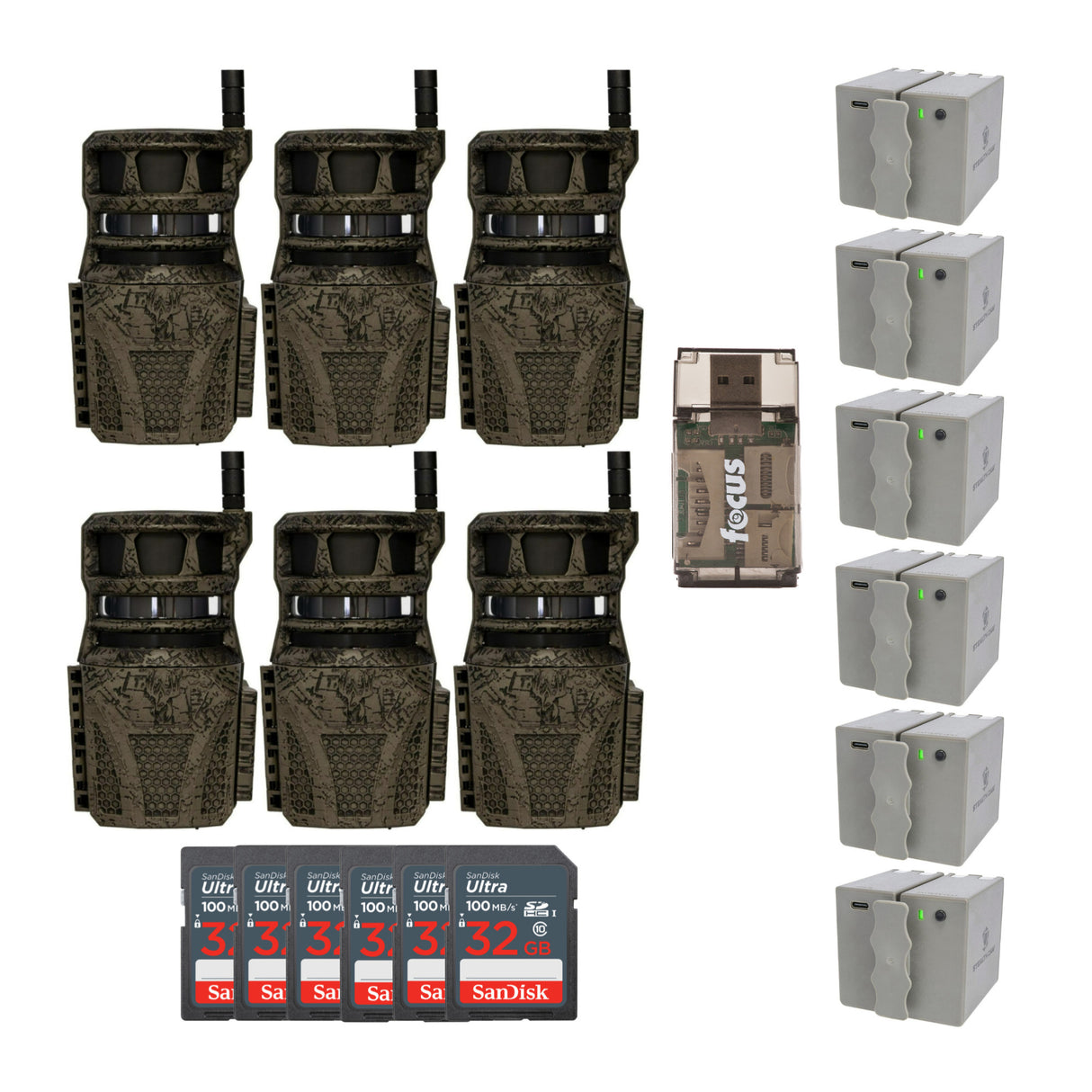 Wildgame Innovations Orbit 360-Degree 36MP Trail Camera (6-Pack) with 6 x 5400mAh Battery Bundle